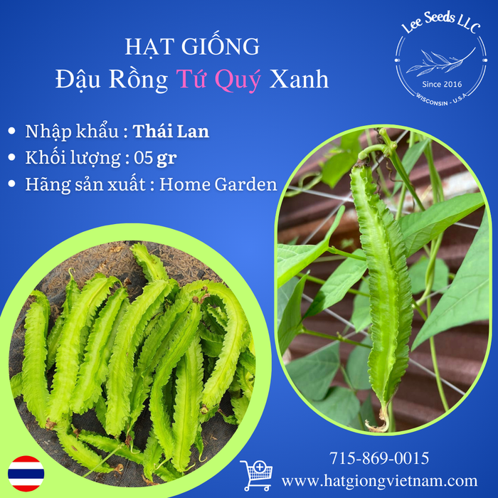 Hạt Giống Đậu Rồng Tứ Quý Xanh [ Home Garden - Thái Lan ]