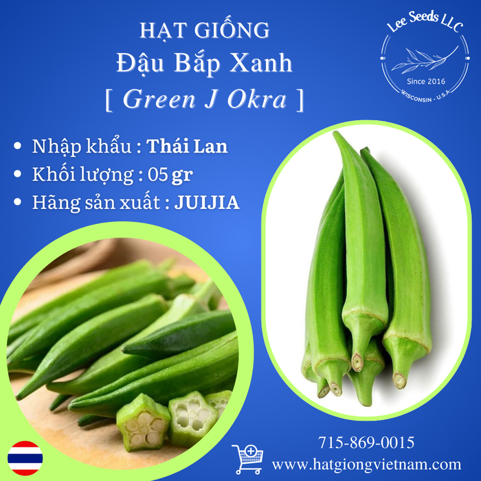 Hạt Giống Đậu Bắp Xanh - Green J Okra [ JUIJIA - Thái Lan ]