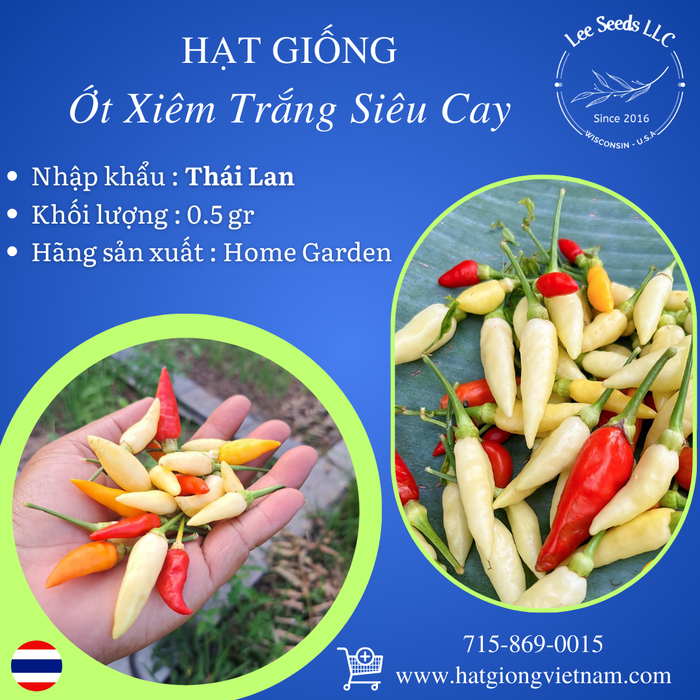 Hạt Giống Ớt Xiêm Trắng Siêu Cay [ Home Garden - Thái Lan ]